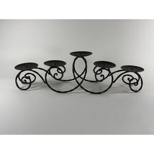 Vintage Wrought Iron Candelabra 5 Candle Holder Scroll Black Table Decor